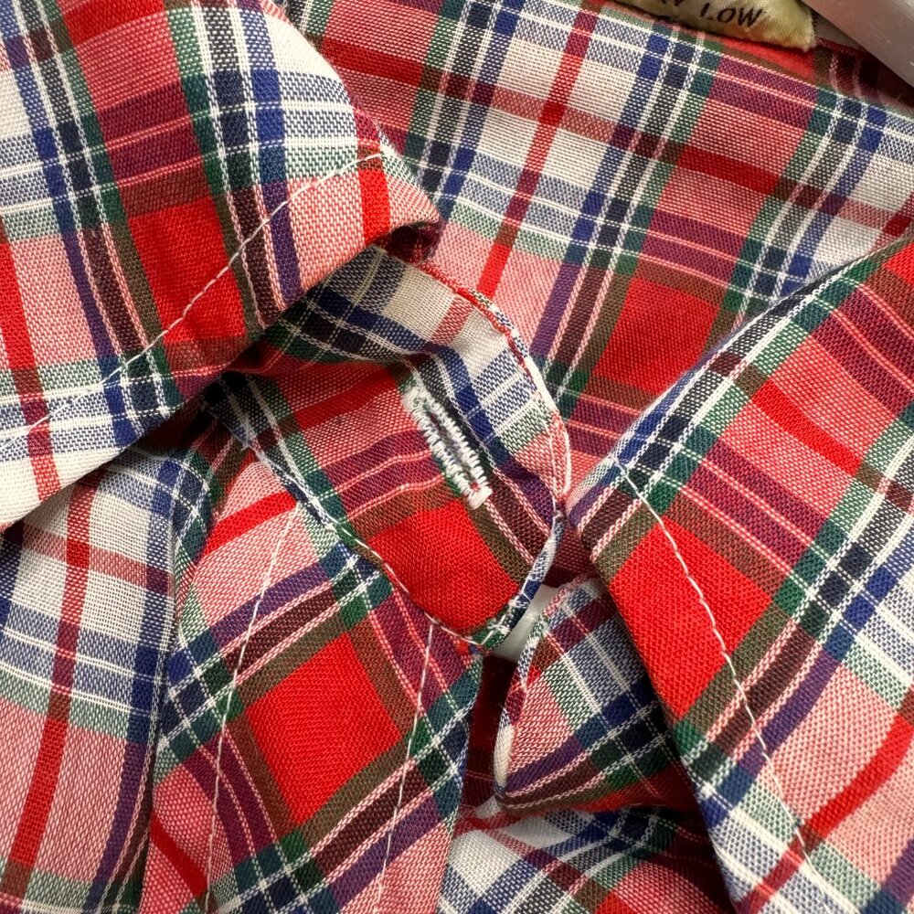 Vintage Kmart Shirt Mens 34 Red Black Permanent Press Pearl Snap Western - Picture 6 of 11